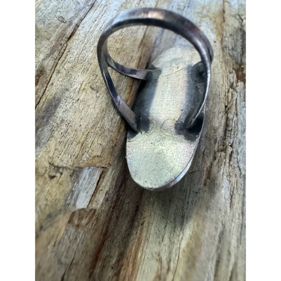 Shadow Box Coral Navajo Native American Sterling Silver Ring Size 7 - Picture 8 of 9